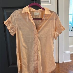 J. Crew Orange Ruffled Button Down Shirt